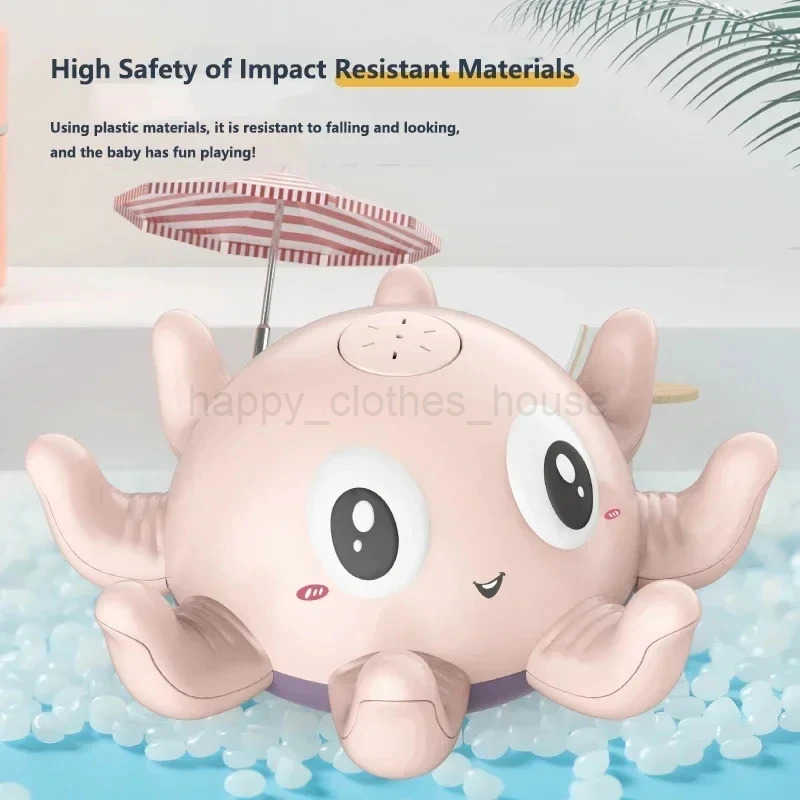 Baby Bath Toys Electric Octopus Automatic Sprinkler Bathtub Toy Swim Pool Bathing Toys with Music LED Light For Kids GiftXJ241207
