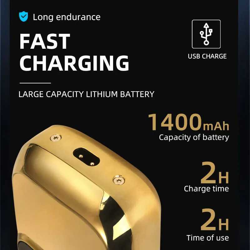 Kemei Electric Foil Shavers for Men All Metal 7500 RPM Razor Hair Trimmer 3-Speed Adjustable Waterproof Trimmer Shaving MachineXJ241207