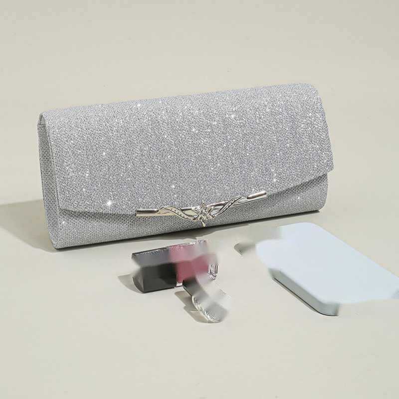 Clutch Bag New Fashionable Celebrity Dress Handbag with Sparkling Material Wrinkle Banquet Bag Women Tote Bag 240920