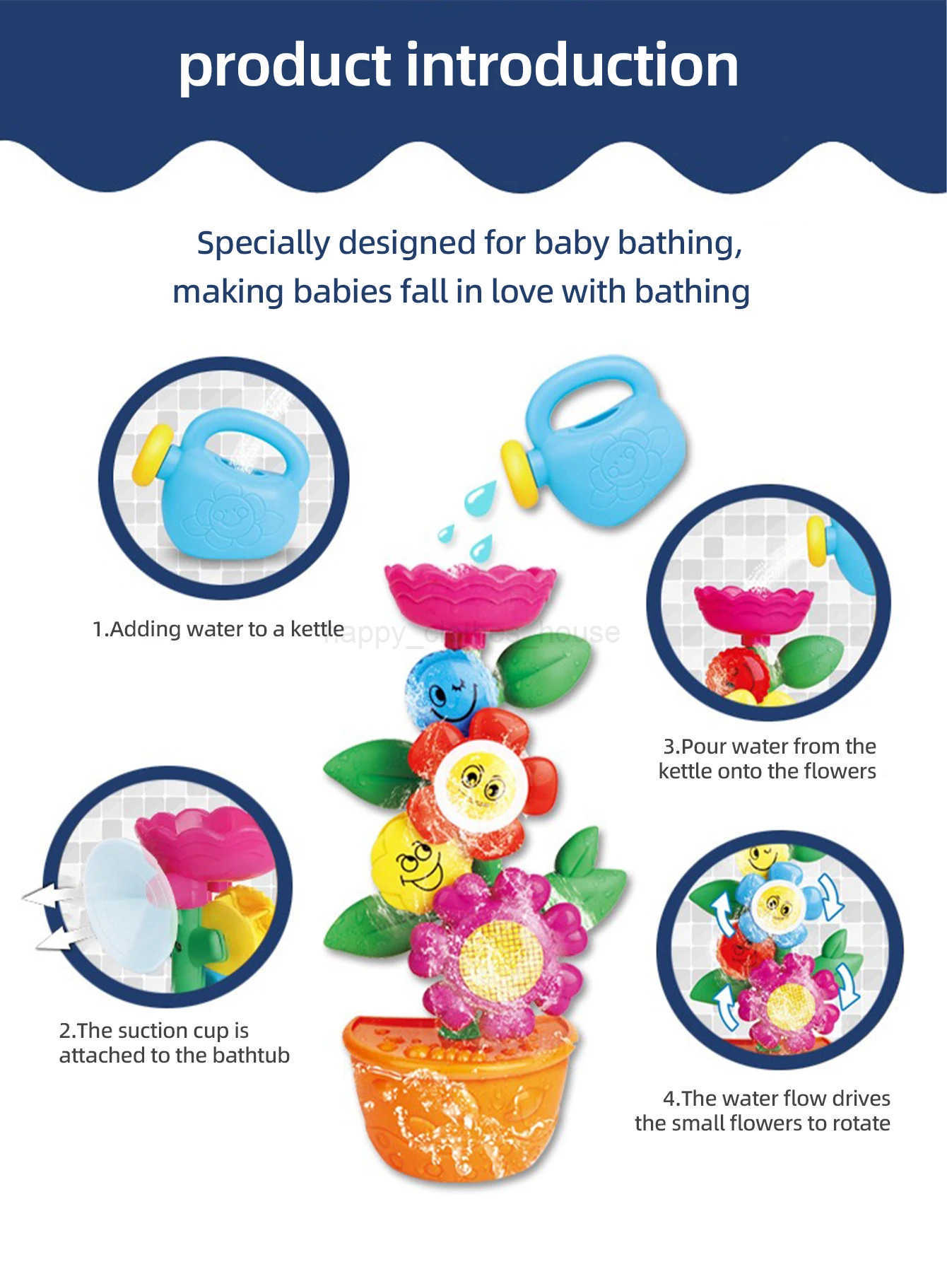 Bathroom Toys Series Little bees can store water leaks with a shower The flowers will turnXJ241207