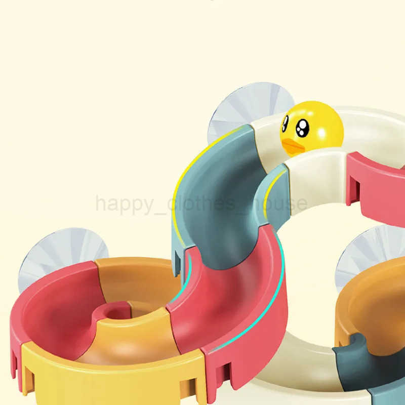 Baby Bath Toys Wall Bathtub Toy Assembling Slide Wind-Up Duck Slide Bathroom Shower Tracks Water Toys for Toddlers Kids GiftsXJ241207