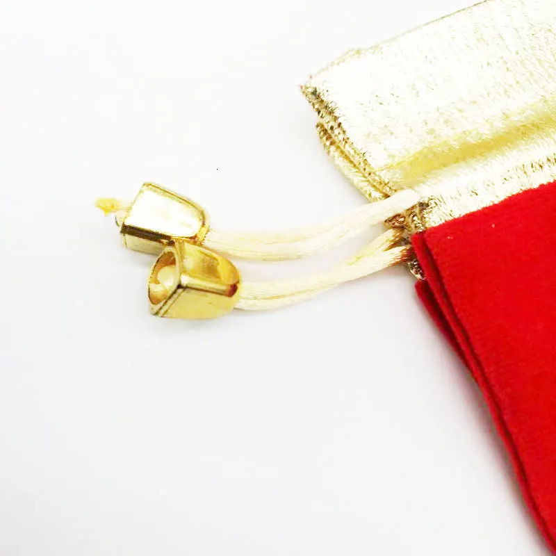 High quality 100 piece brushed velvet jewelry gift packaging bag and bag gold border gold bead display packaging gift bag 241206