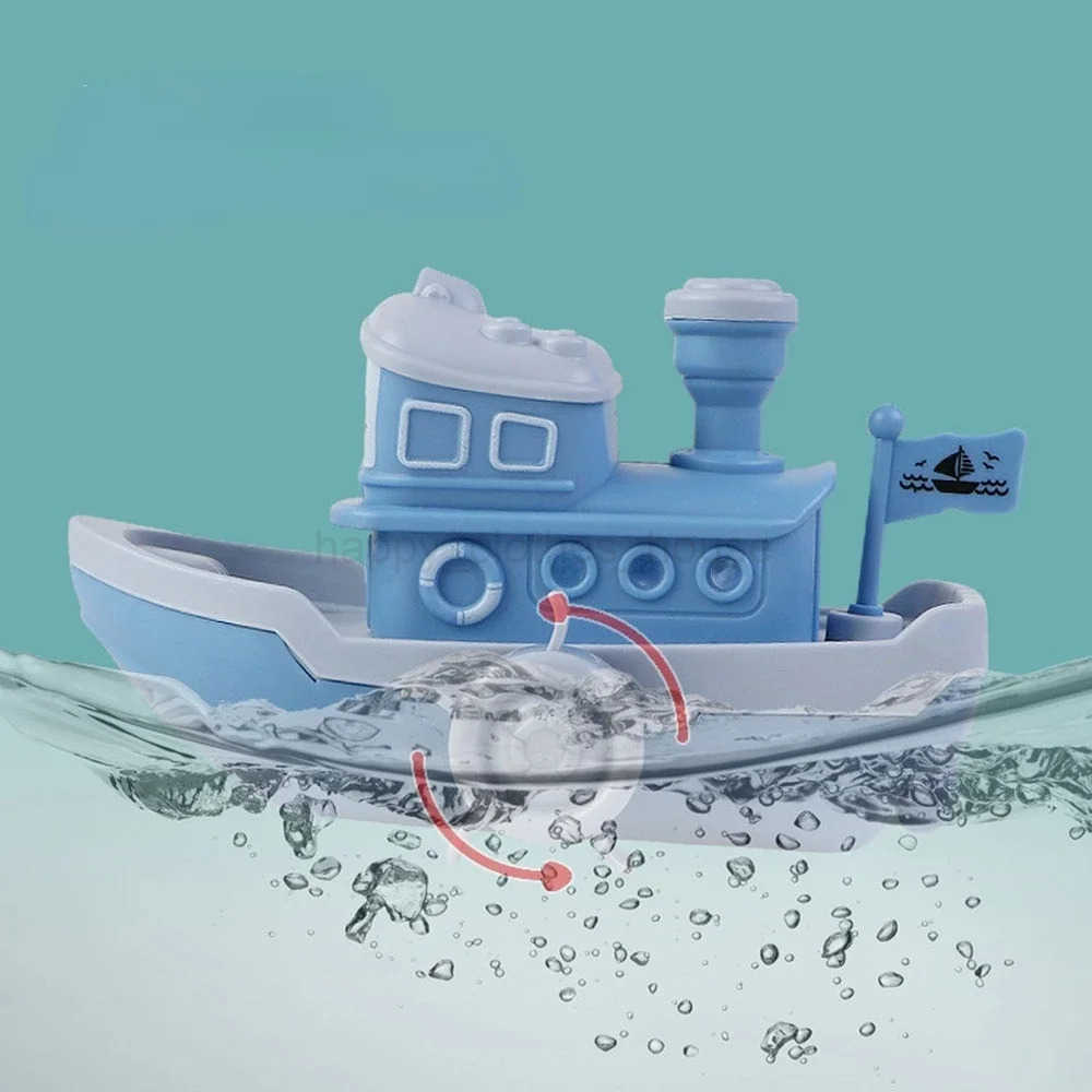 Baby Bath Toys Cute Ship Boat Clockwork Toy Wind Up Toy Kids Water Toys Swimming Beach Game for Children Gifts Boys ToysXJ241098