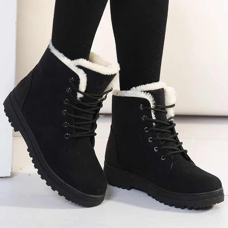 Womens boots Korean style womens winter 2023 snow ankle shoes fur Botas strapless short 241206