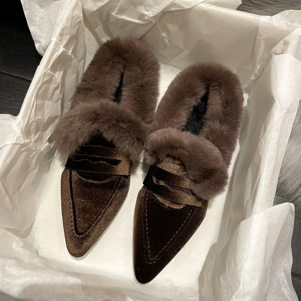 Fur Womens Apartment Cotton Boots Corner Toe Suede Warm Shoes 2024 Winter Snow Short Plush Walking Sexy 241206