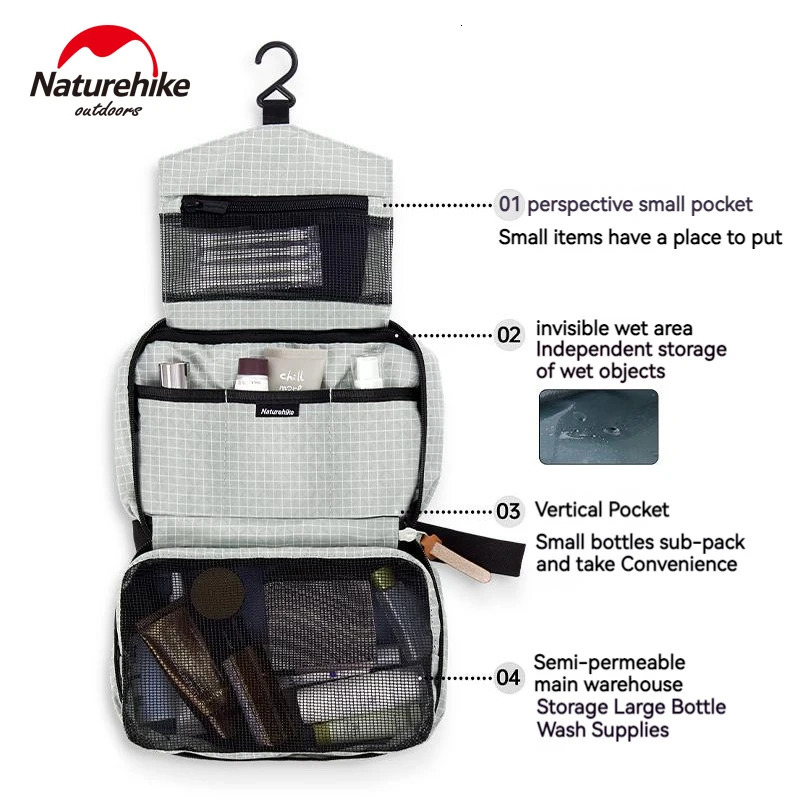 Outdoor Business Travel Hangable Toiletry Bag Waterproof Wet And Dry Swimming Portable Square Cosmetic Storage 241203