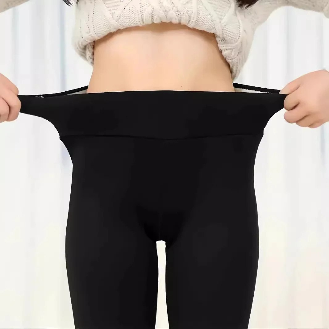 Womens Tight Wool Legs Warm Pants Black Long Legs Fitness Yoga Pants Winter Clothing Brushing Legs 241206