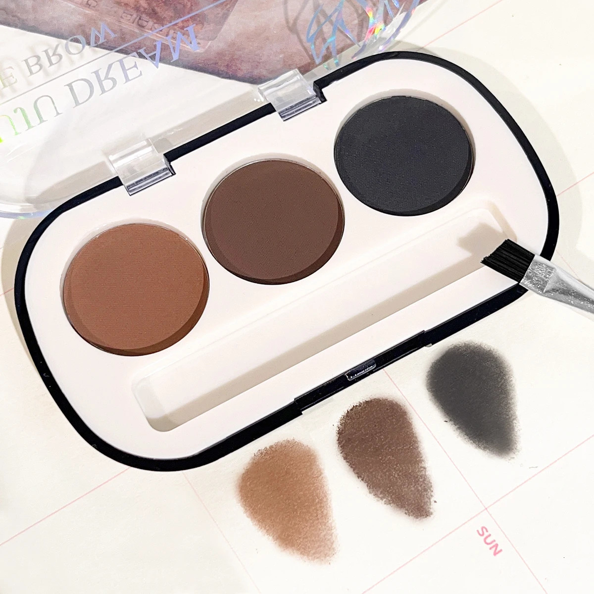 Three-color eyebrow powder pan eyebrow cream lasting waterproof and sweat-proof beginner eyebrow powder female 241206