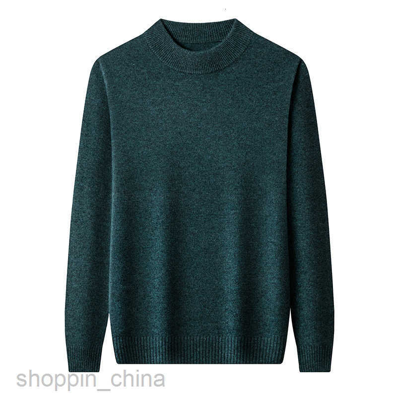 Men's Sweaters Thickened middle-aged mens sweater with semi high collar autumn and winter new casual solid color wool sweater warm base knitted s