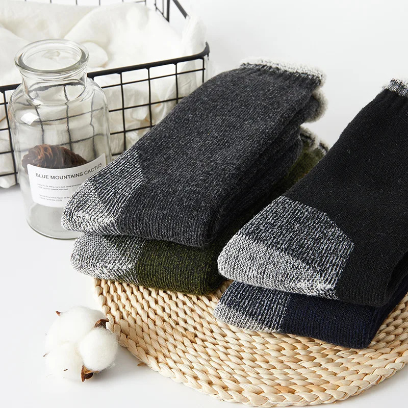 4 pairs of Merino wool socks mens wool hiking socks warm and soft winter casual crew indoor and outdoor moisturizing socks 241206