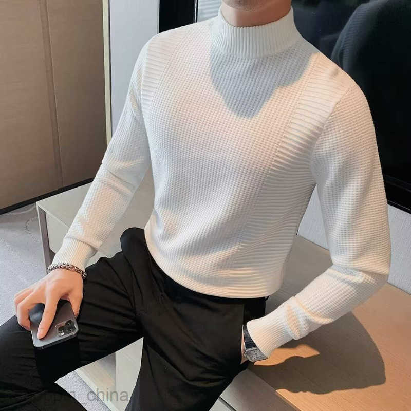 Men's Sweaters Half high neck sweater for men spring and autumn fashion mens clothing 2024 new item high-end autumn and winter mid neck knitted b