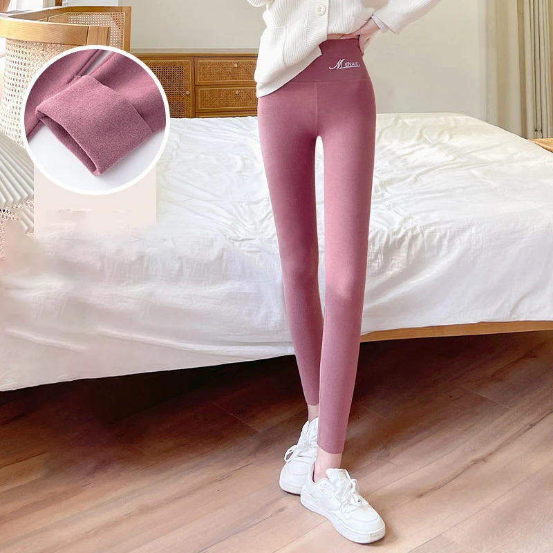 Winter womens warm and elastic ultra-fine wool tight fitting thick plush high waisted velvet elastic legs 241206