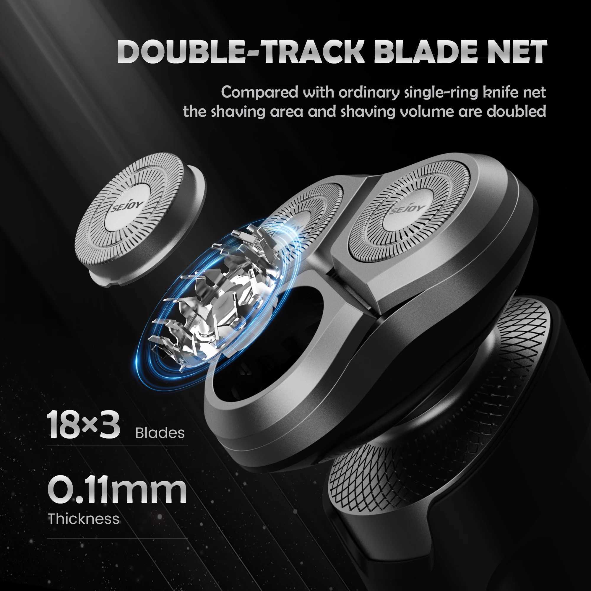 Sejoy Electrical Shaver for Men 3D Floating Blade Rotary Razor Washable Type-C USB Rechargeable Shaving Beard MachineXJ241207