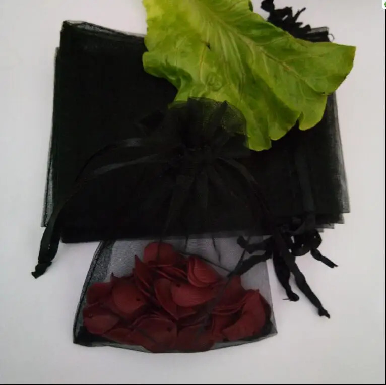 200pcs/10x15 11x16 13x18 15x20cm black organic drawstring bag jewelry gift packaging bag suitable for weddings/birthdays/Christmas 241206