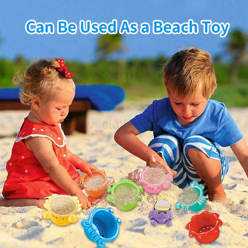 Stacking Cup Bath Toys for Kids Colorful Folding Boat Shape Tower Early Educational Baby Toys Swimming Pool Beach Toys GiftsXJ241207