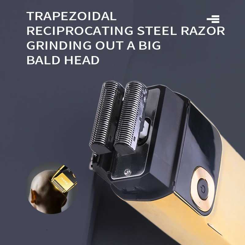 Kemei Professional Metal Housing Electric Shaver For Men Beard Rechargeable Hair Electric Razor Bald Head Shaving Machine BarberXJ241207