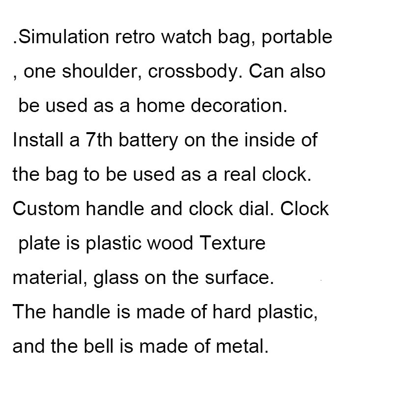 Amber Real Alarm Clock Retro Womens Handbag High Quality Womens Shoulder Messenger Bag Fashion Womens Cross Body Bag 241205