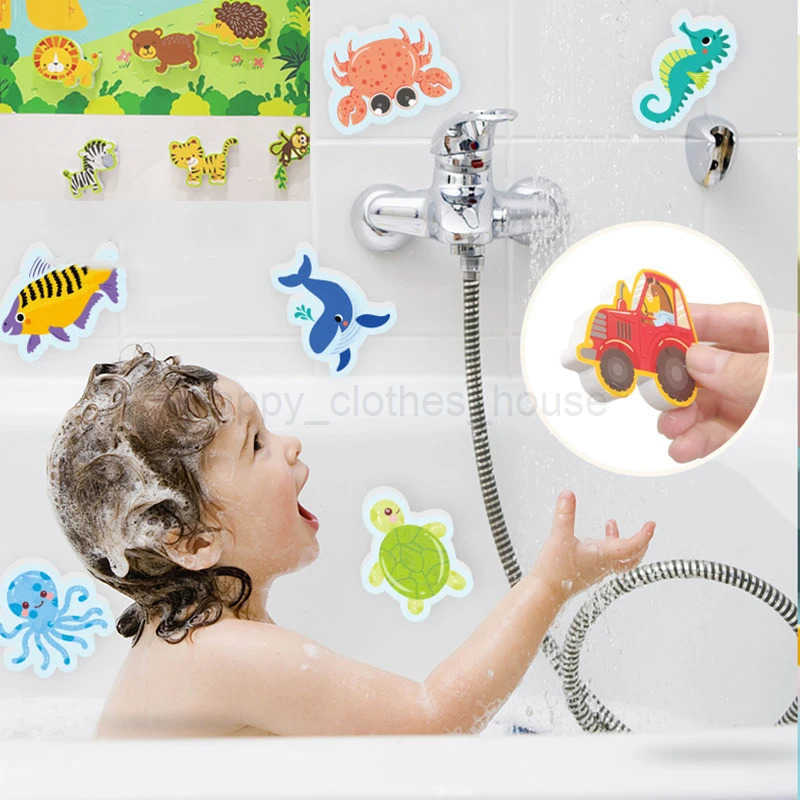 Bath Toys Flexible Road Track Car Train Baby Toys Kids Bathroom Bathtub Soft EVA Paste Early Education DIY Sticker Puzzle ToysXJ241207