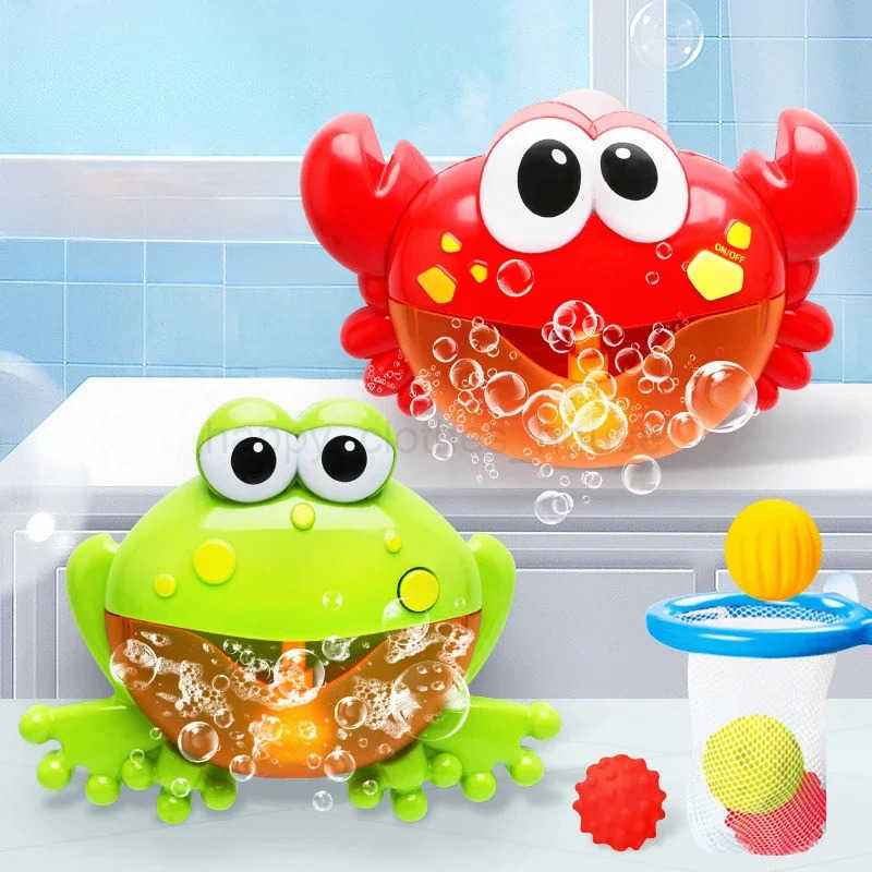 Baby Bath Toys Bubble Machine Crabs Frog Music Kids Bath Toy Bathtub Soap Automatic Bubble Maker Baby Bathroom Toy for ChildrenXJ241207