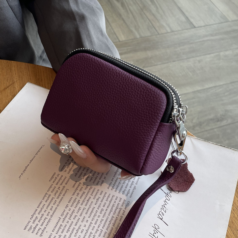 2025S Designer Portable Large Capacity Double Leather Zero Wallet Minimalist Exquisite Women Bag Zipper Handbag