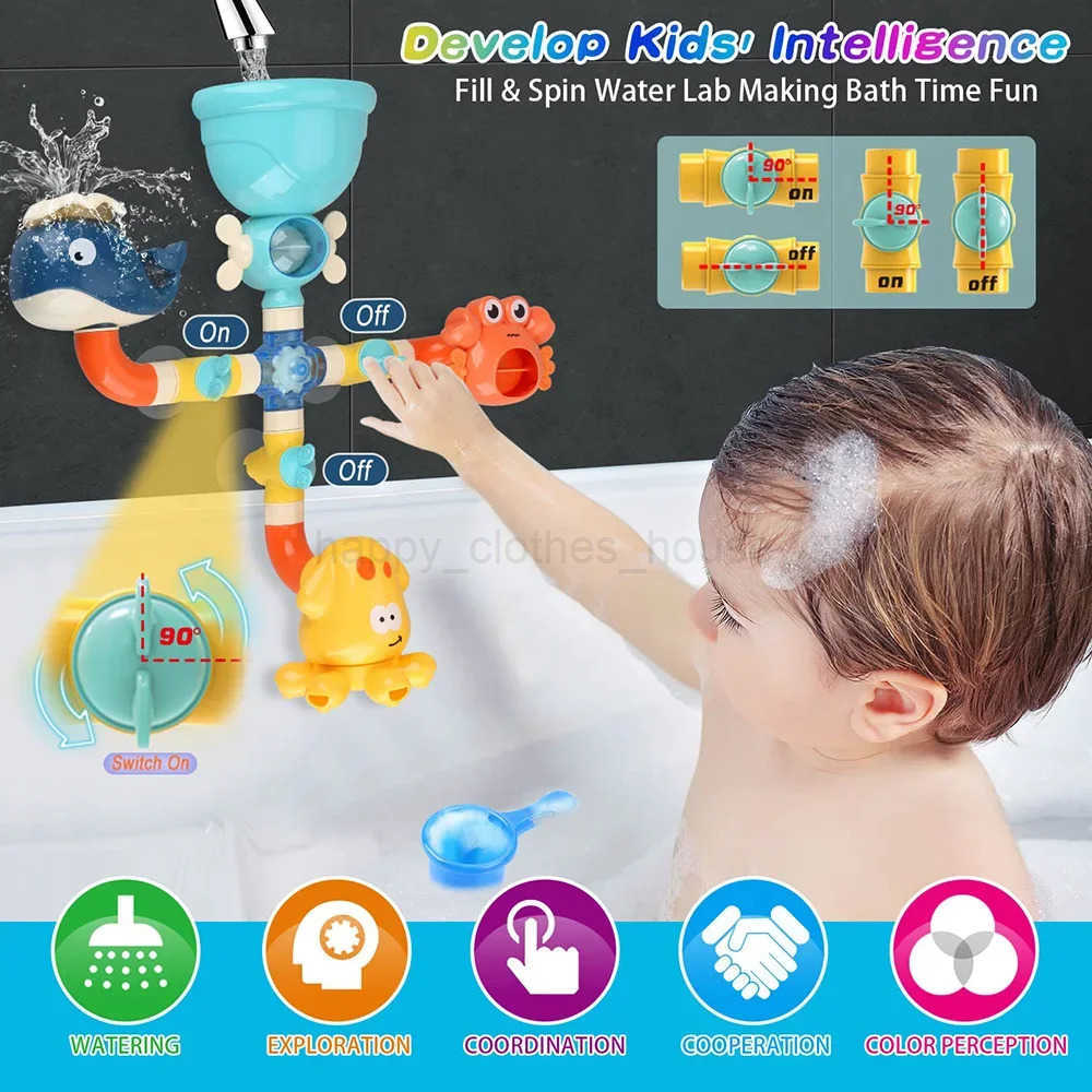 Baby Bath Toys Bathtub DIY Pipes Tubes Bath Time Water Game Spray Swimming Bathroom Toys for Toddlers Kids Gifts Birthday GiftXJ241963