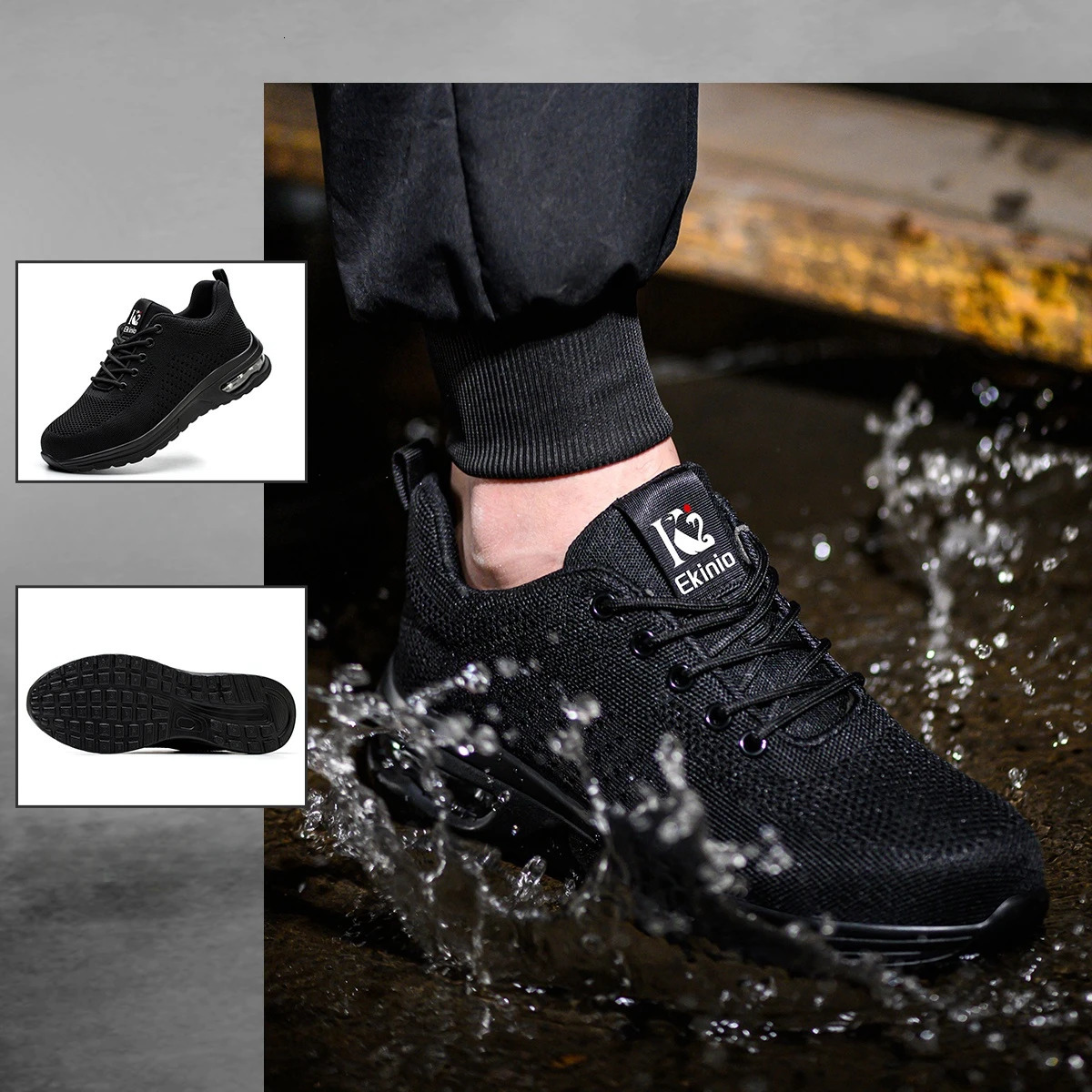 Mens breathable work shoes womens breathable work sports shoes steel toe caps puncture resistant safety shoes 241206