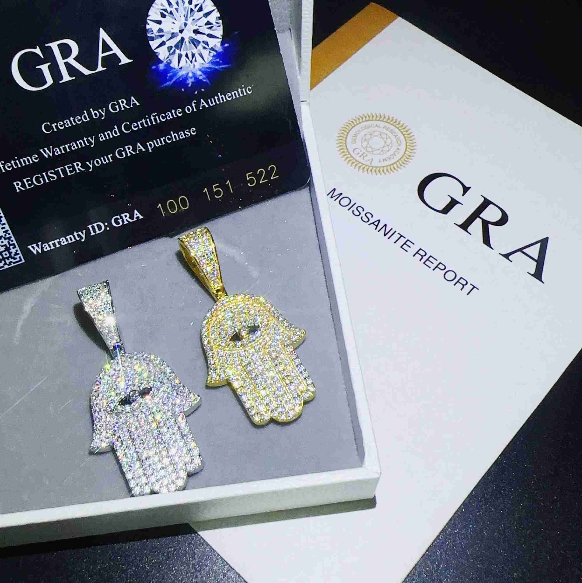 Sterling Silver 925 Jewelry Moissanite Hamsa hand pendant VVS Diamond Iced Out Pendant hip hop pass tester