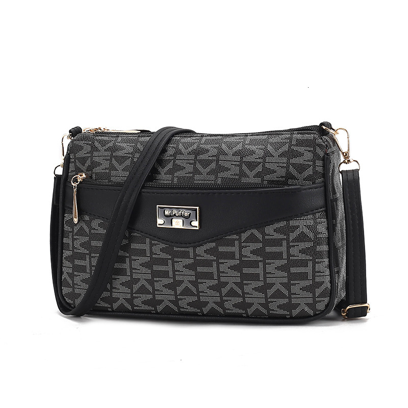 Fashion Letter Large Capacity Women's Square Designer Handbag PU Leather Shoulder Bag 4-layer Zipper Women's Cross Handbag