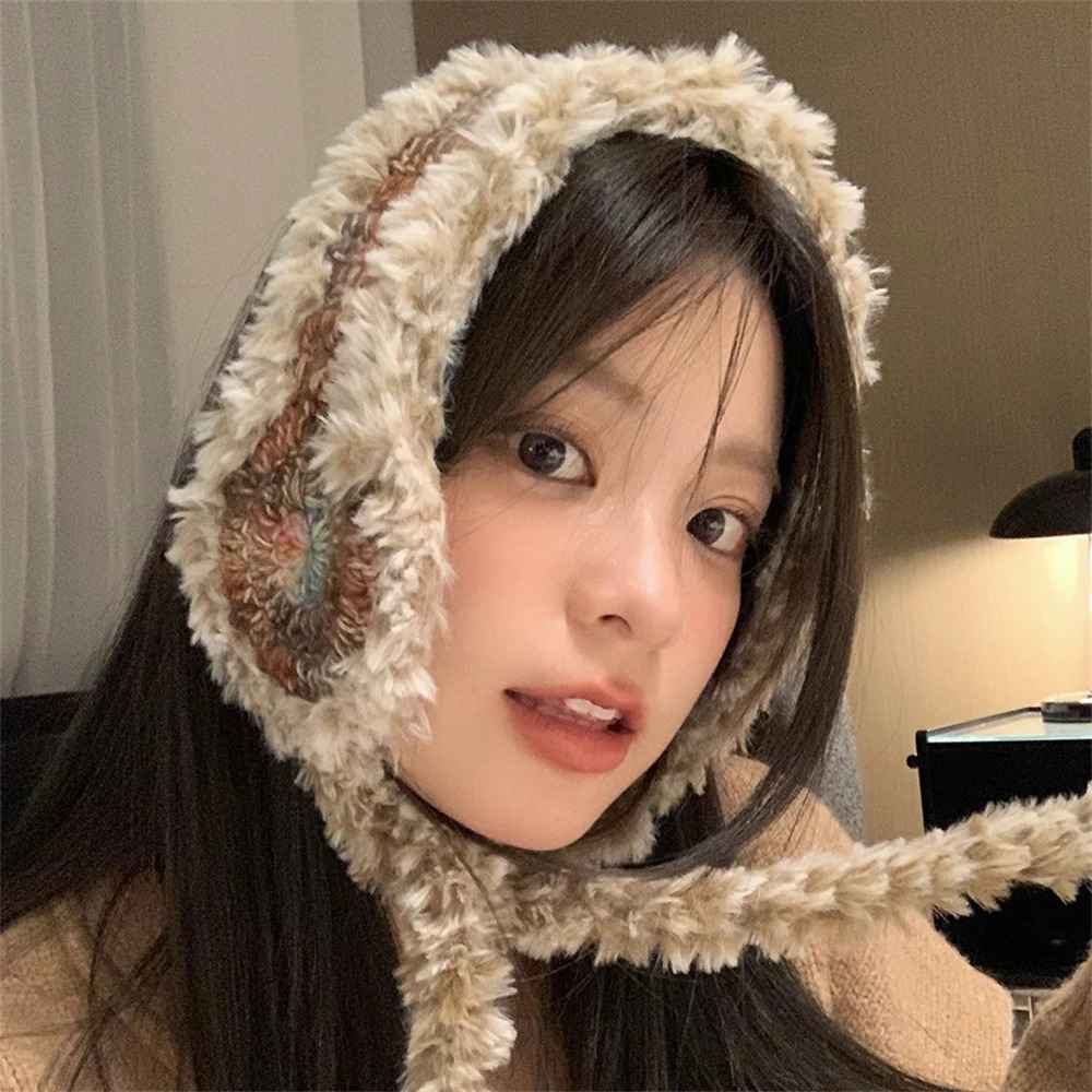 Fashionable winter plush earmuffs for women soft elastic knitted earmuffs thick crochet earmuffs warm headband Orejeras De Invierno 241205