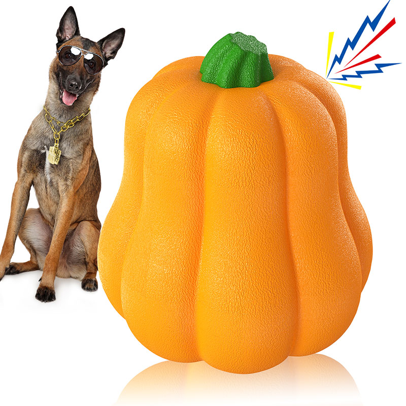 Pet supplies factory home wholesale pumpkin toys new explosive amazon audible teething ball dog toothbrush weird barking dog toys