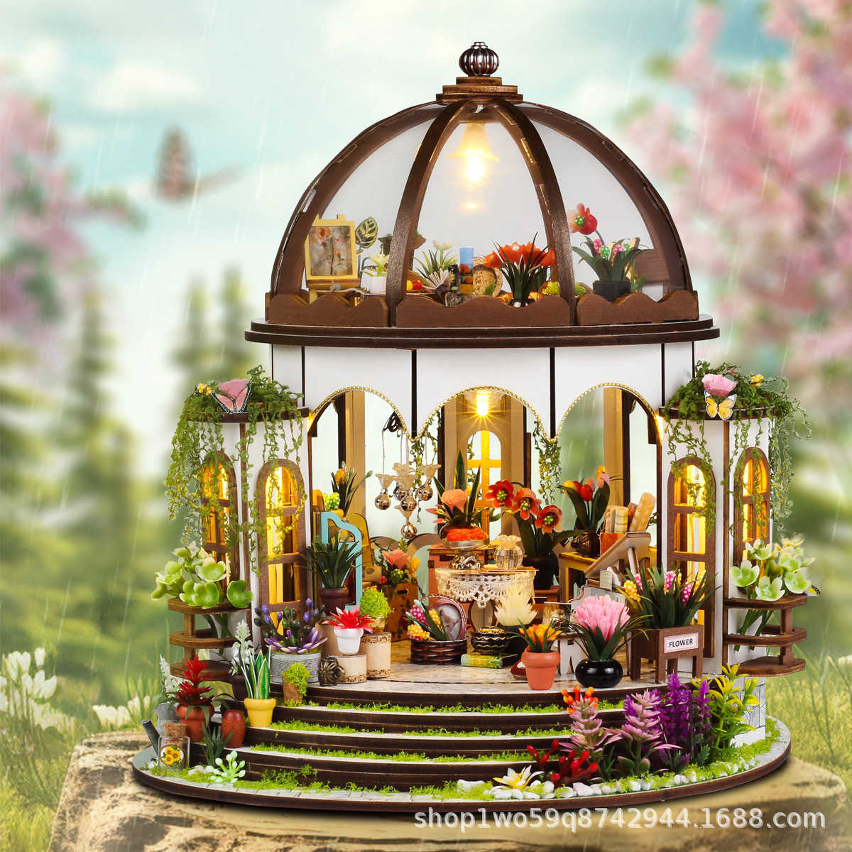 New Diy House Diy Cabin Hanging Garden Building Model Miniature Hand-assembled Creative Wooden Doll House For Christmas Y241207