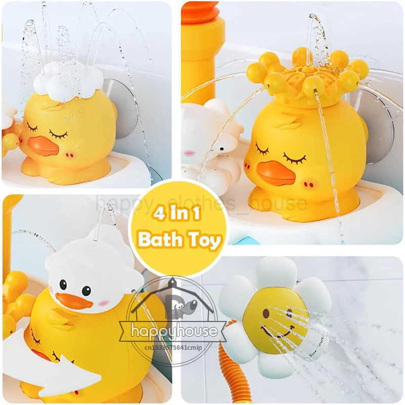 Baby Bath Toys Bath Shower for Toddler 4 in 1 Bathtub Toy with Sunflower Shower 3 Water Spray Sprinkler BathTub Toys for BabyXJ241207