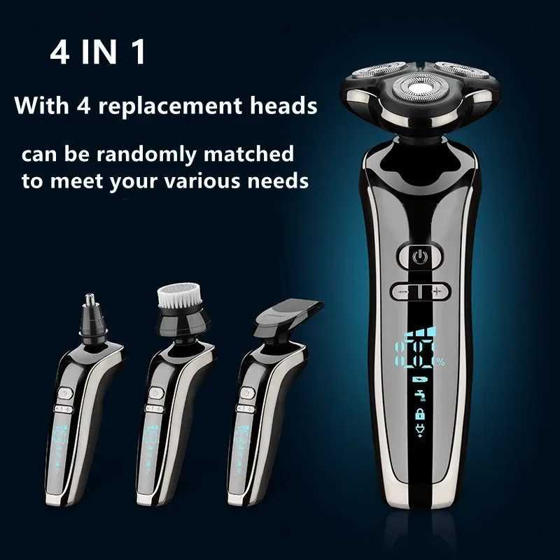 Electric Shaver Mens 4D Electric Beard Trimmer USB Rechargeable Professional Hair Trimmer Hair Cutter Razor Nose Hair TrimmerXJ241207