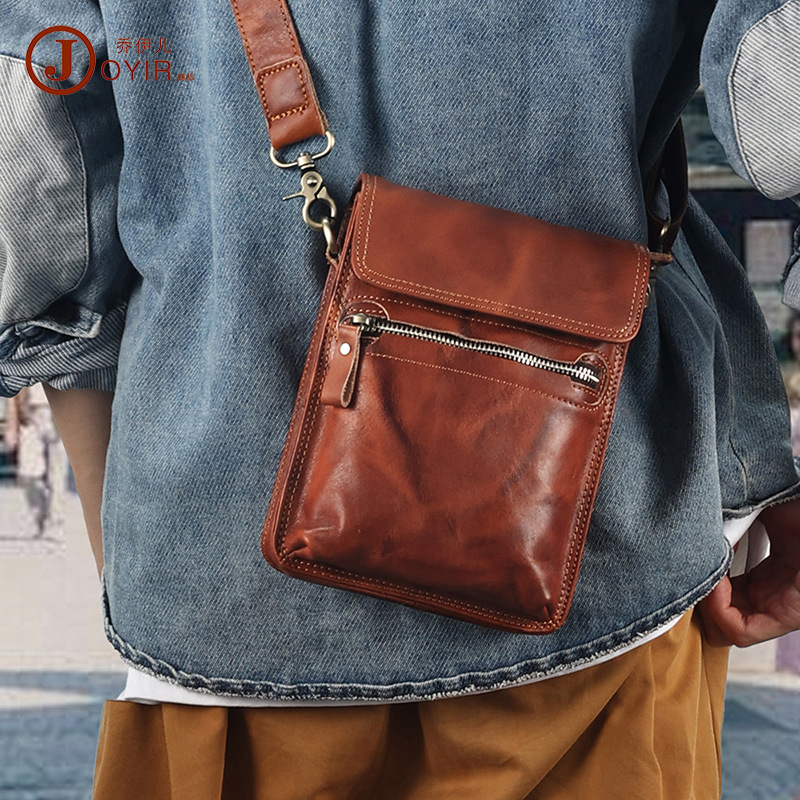 Vegetable tanned crossbody high-end leather head layer cowhide men's single shoulder bag