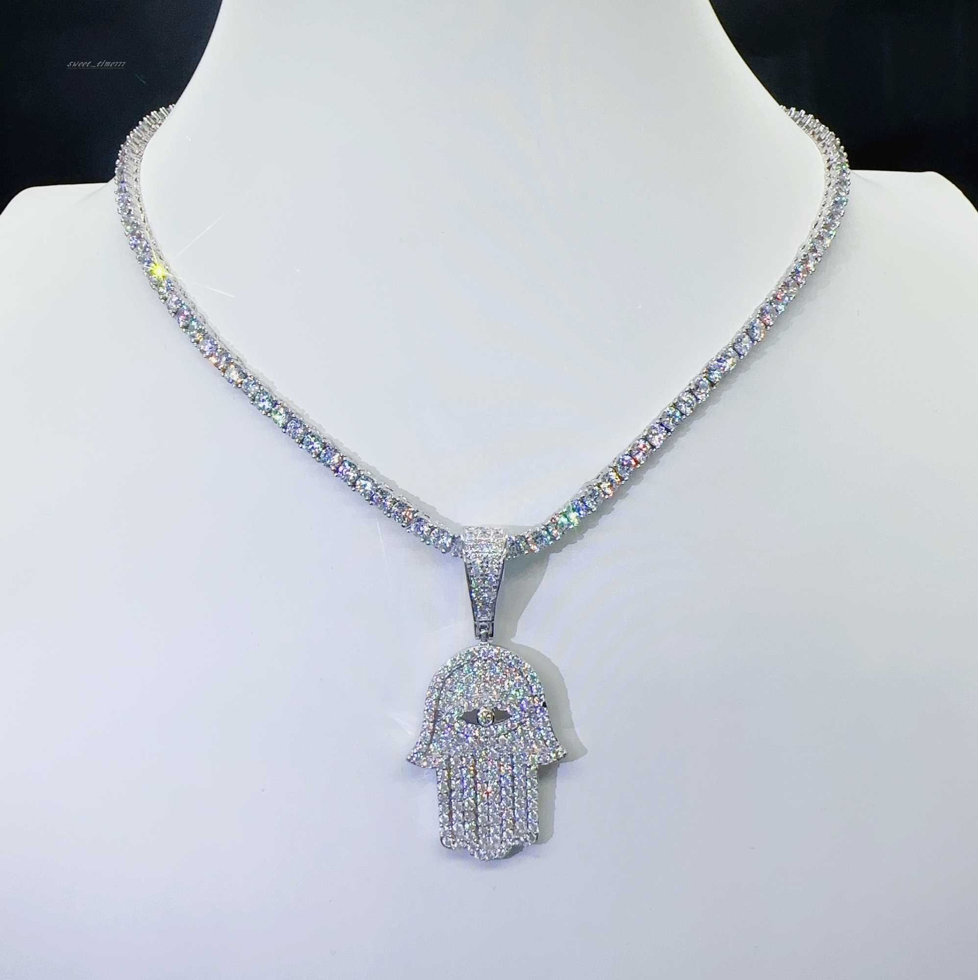 Sterling Silver 925 Jewelry Moissanite Hamsa hand pendant VVS Diamond Iced Out Pendant hip hop pass tester