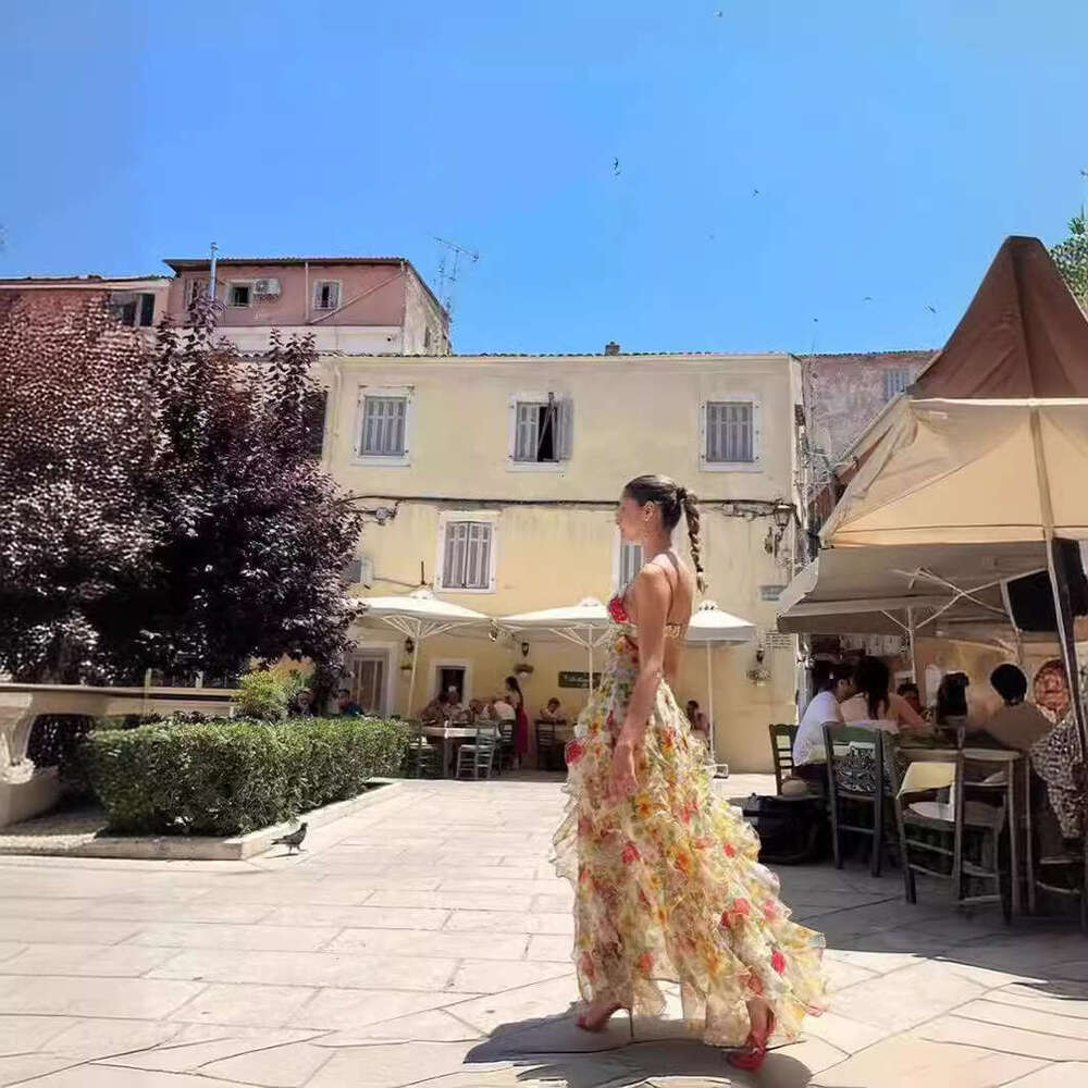 Spring/Summer Off Shoulder European and American Women's Organza Fairy Long Style Evening Dress 2024 New Casual Fashion Trendy Clothing