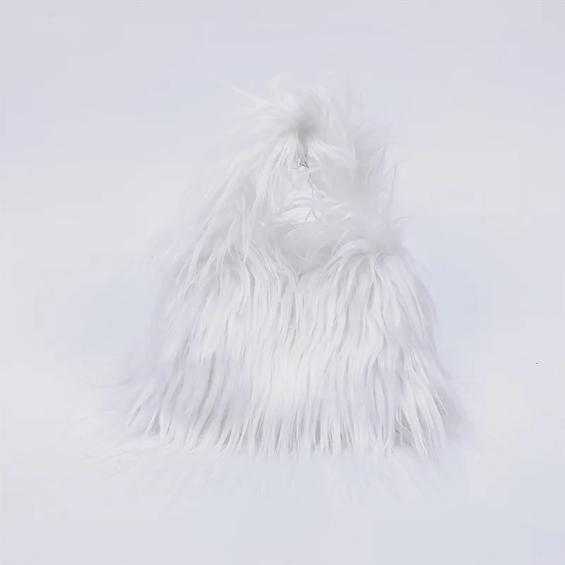 Fashion Artificial Fur Womens Shoulder Bag Y2K Korean Fashion Plush Handbag Handbag Warm Winter Fur Wallet 241205