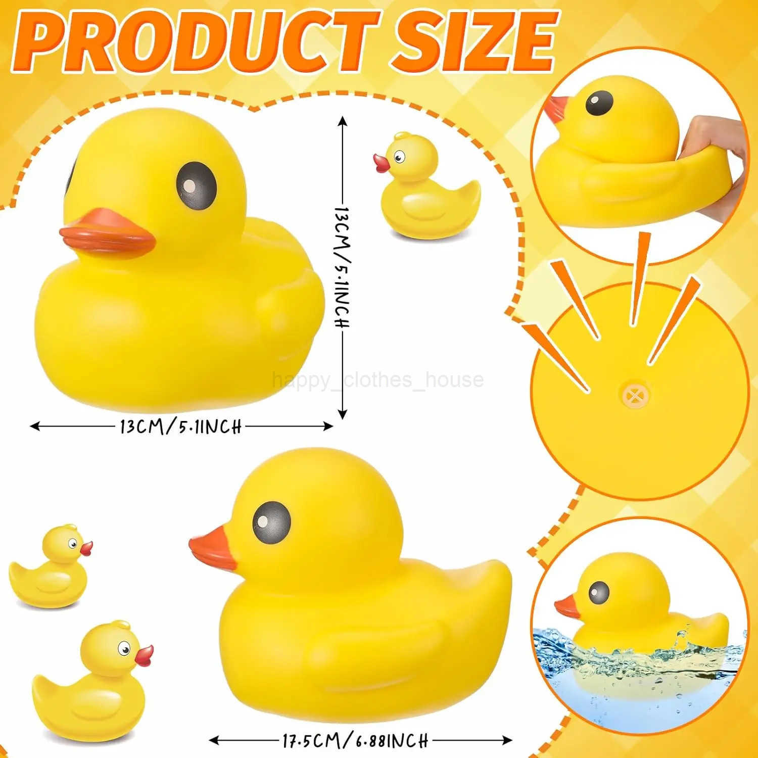 Giant Rubber Duck 6.89 Inch Big Rubber Duck Large Duck Bath Toy with Squeaky Sound for Summer Baby Shower Birthday Par FavorXJ241207