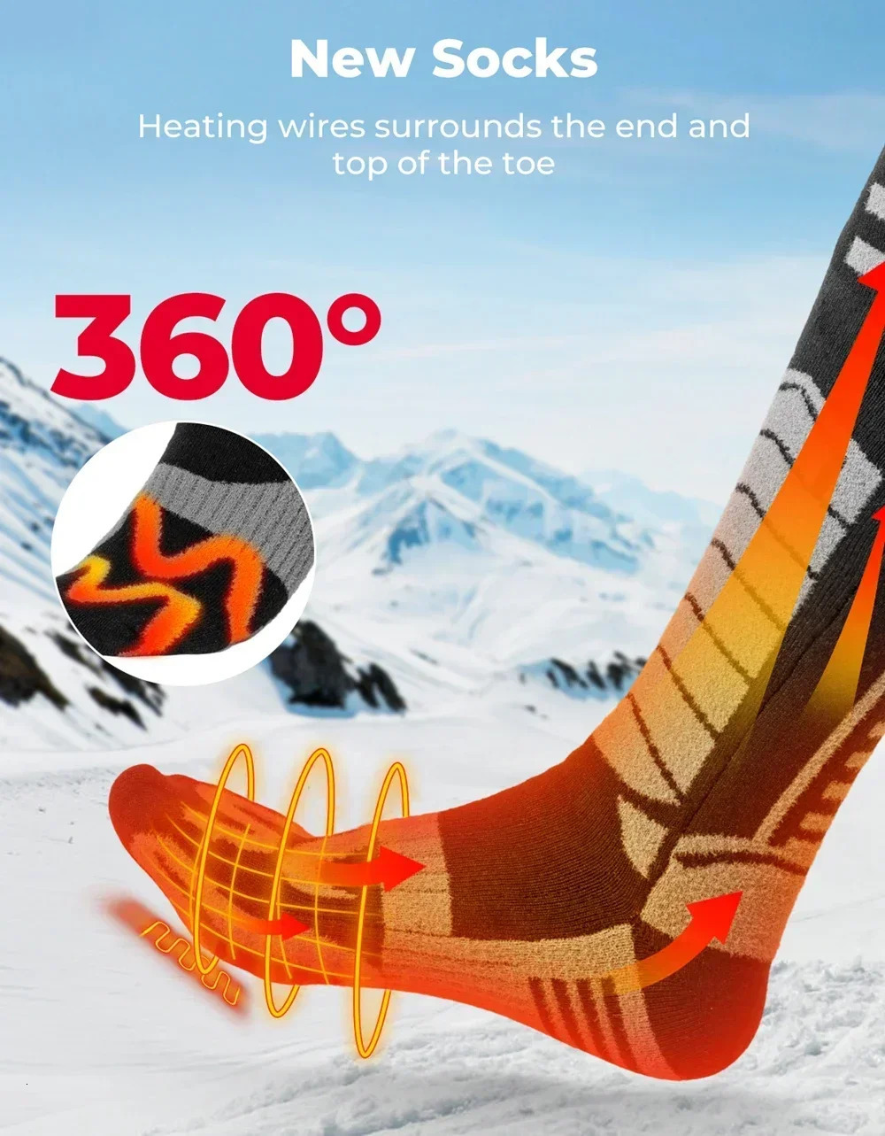 KEMIMOTO socks application controls rechargeable battery inventory thickens winter cotton socks foot heaters for skiing hunting motorcycles 241206