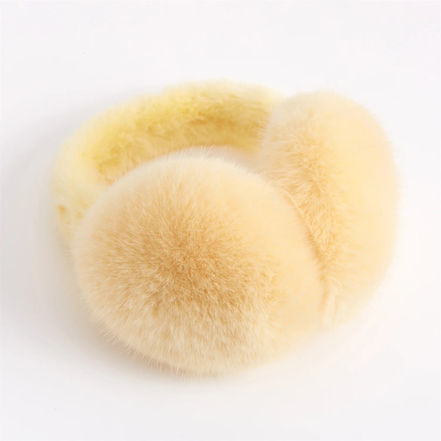 Anjj yellow earmuffs high-quality rabbit fur unisex earmuffs suitable for friends romantic winter birthday gift 241205