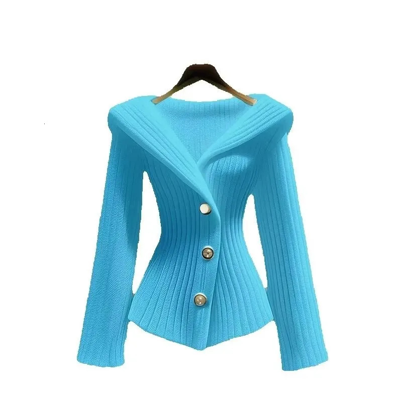 AutumnWinter 2025 Fashion Long sleeved Womens Knitted Open Sweater Jacket Temperature High end 241206