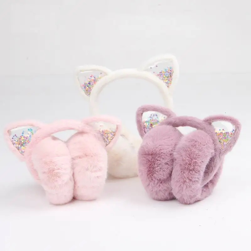 Cute cat ears flash warm plush earmuffs baby cache Olil childrens earmuffs boys earmuffs girls warm earmuffs winter H299 241205