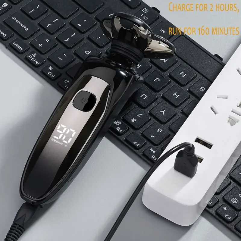 Kemei 1524 LCD Display Waterproof Electric Shaver For Men Wet Dry Beard Electric Razor Facial Shaving Machine RechargeableXJ241207