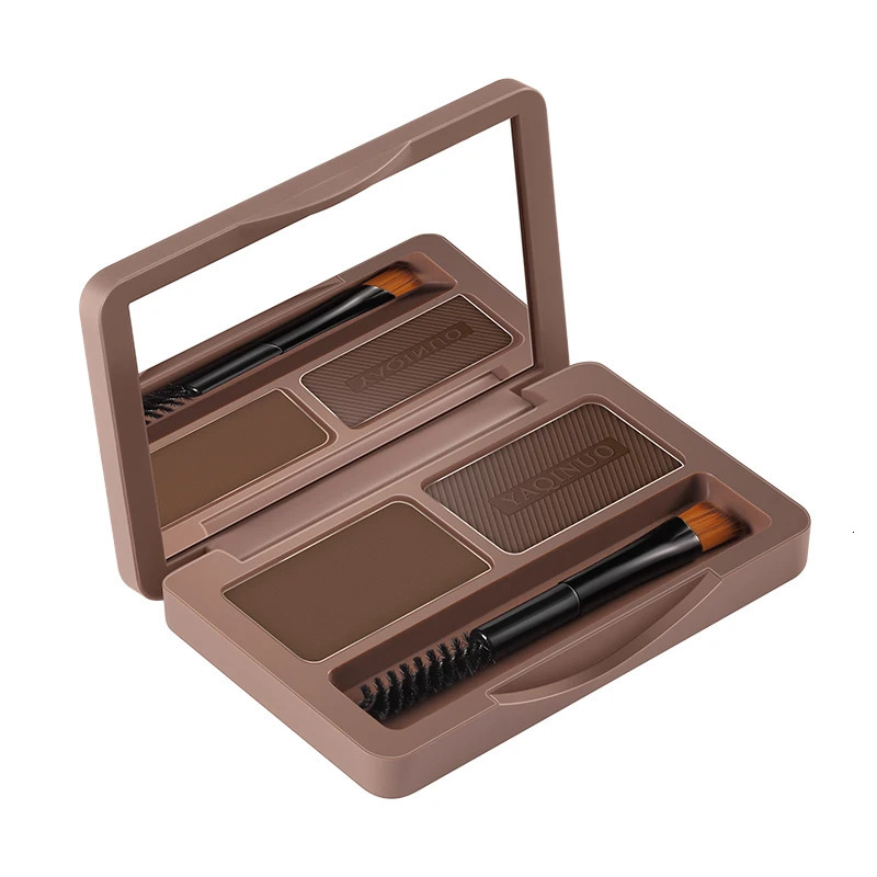 Two Colors Eyebrow Powder Makeup Palette Waterproof Shade for Eyebrow Enhancer Cosmetic Brush Mirror Box Make Up Tools Set 241206