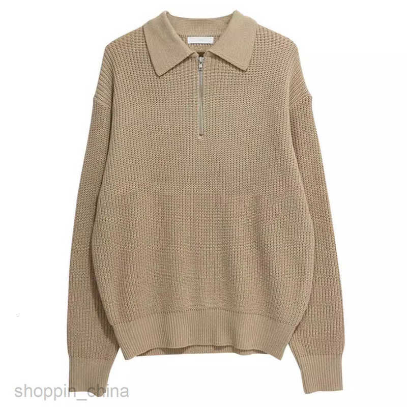 Men's Sweaters Korean Fashion Zipper Sweater Men Lapel Korean Fashion Casual Long Sleeve Solid Color Knitwear Top Coat Fashion