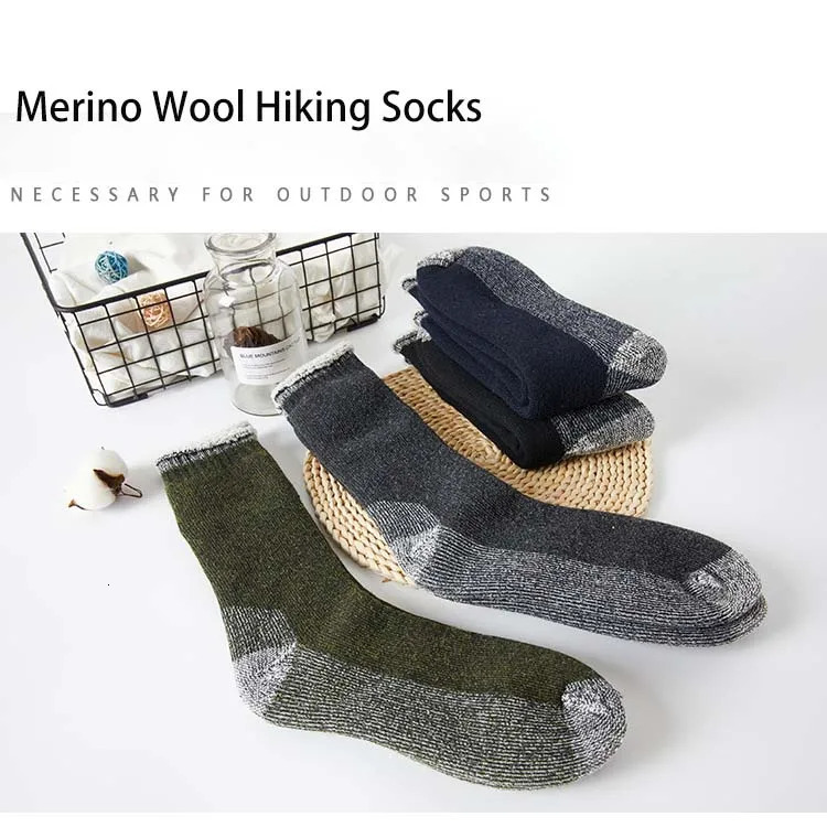 4 pairs of Merino wool socks mens wool hiking socks warm and soft winter casual crew indoor and outdoor moisturizing socks 241206