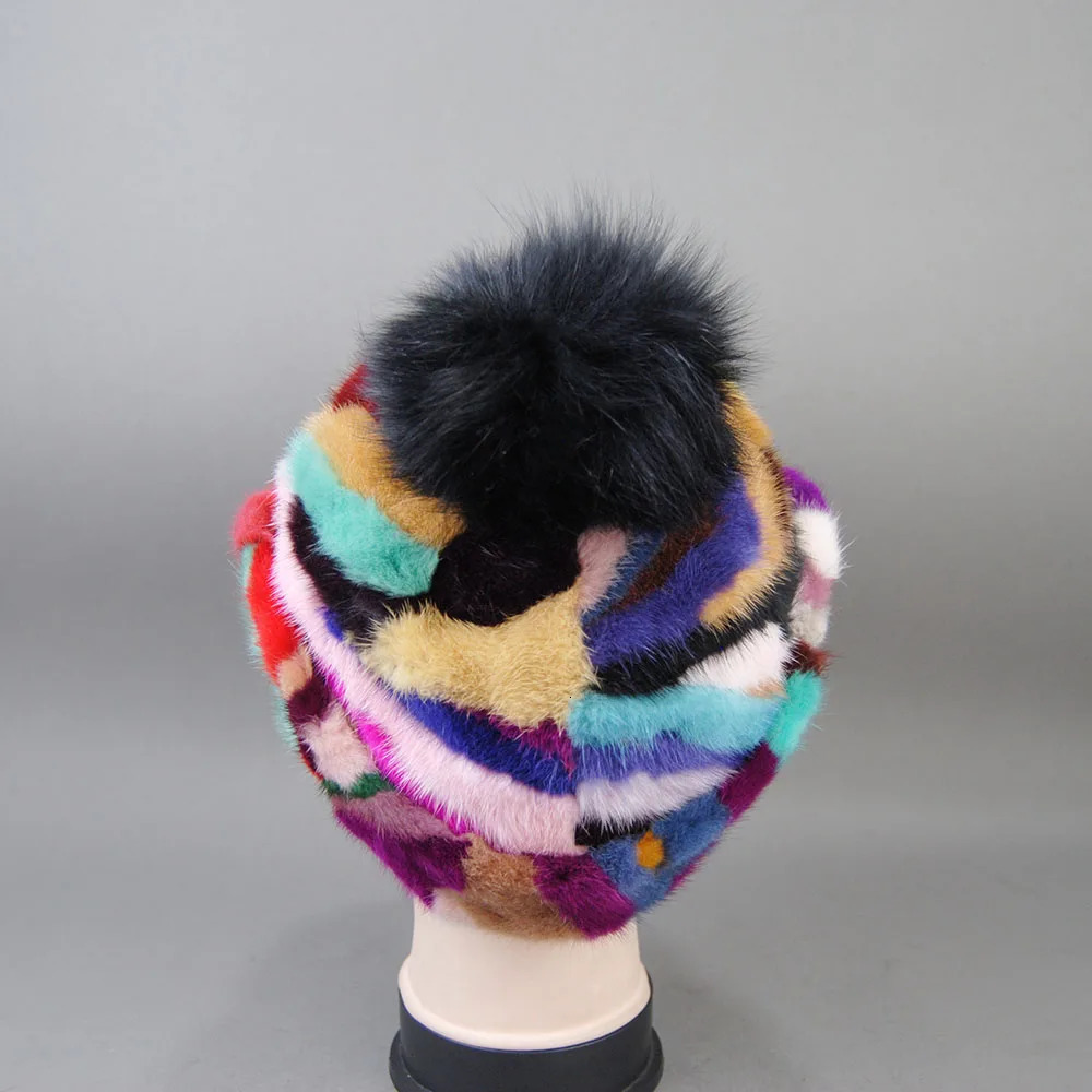 winter hat suitable for women with thick ears warmth ponytail baseball cap windproof Soviet Russian casual real mink fox fur hat 241206