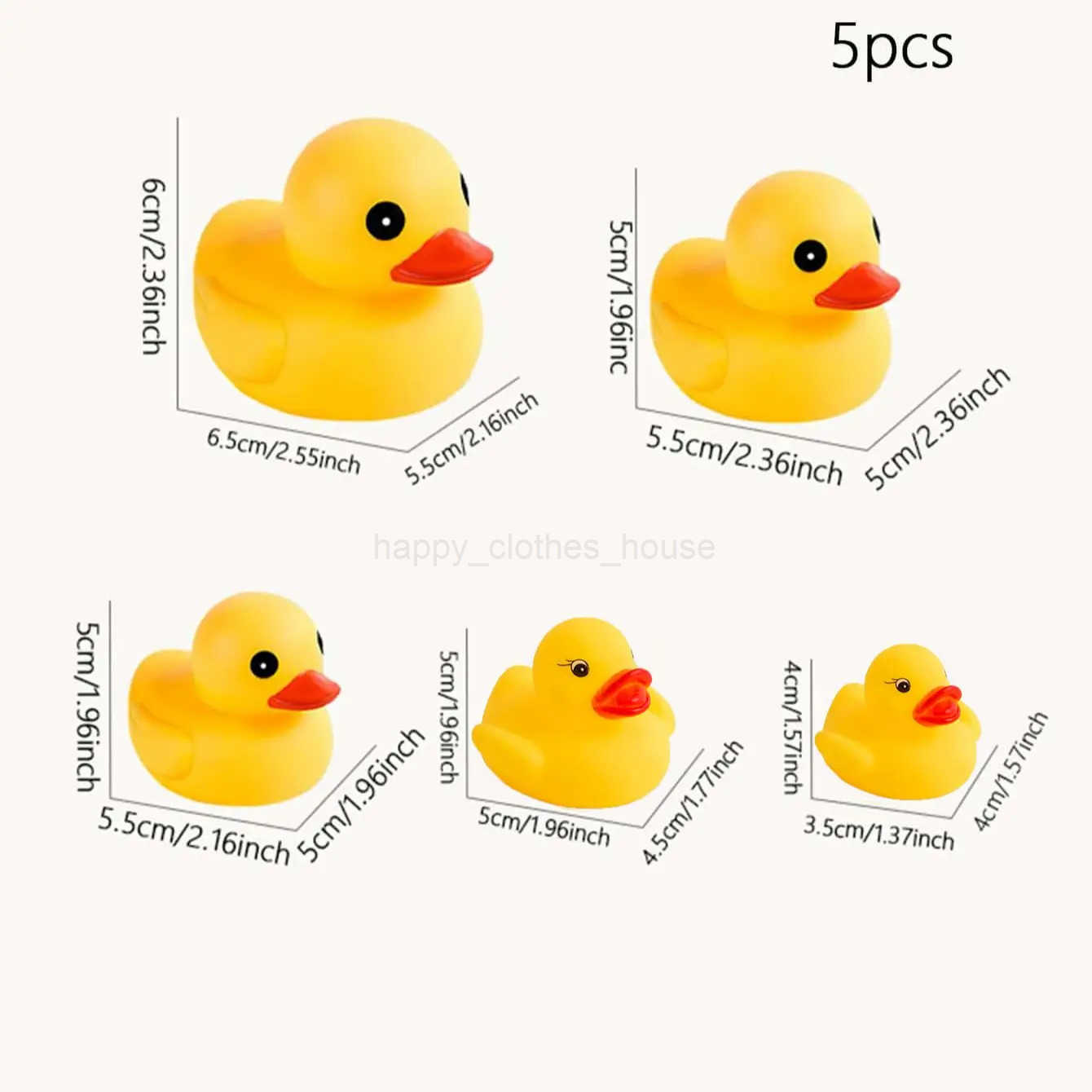 5Pcs Cute Duck Swimming Water Toys For Children Soft Rubber Float Squeeze Sound Squeaky Bathing Toy For Baby Bath ToysXJ241207