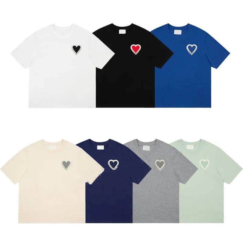 Mens women T shirts Designer short sleeve Summer Fashion brand leisure loose tide High quality Cottons heart print Luxurys tops Clothing shorts