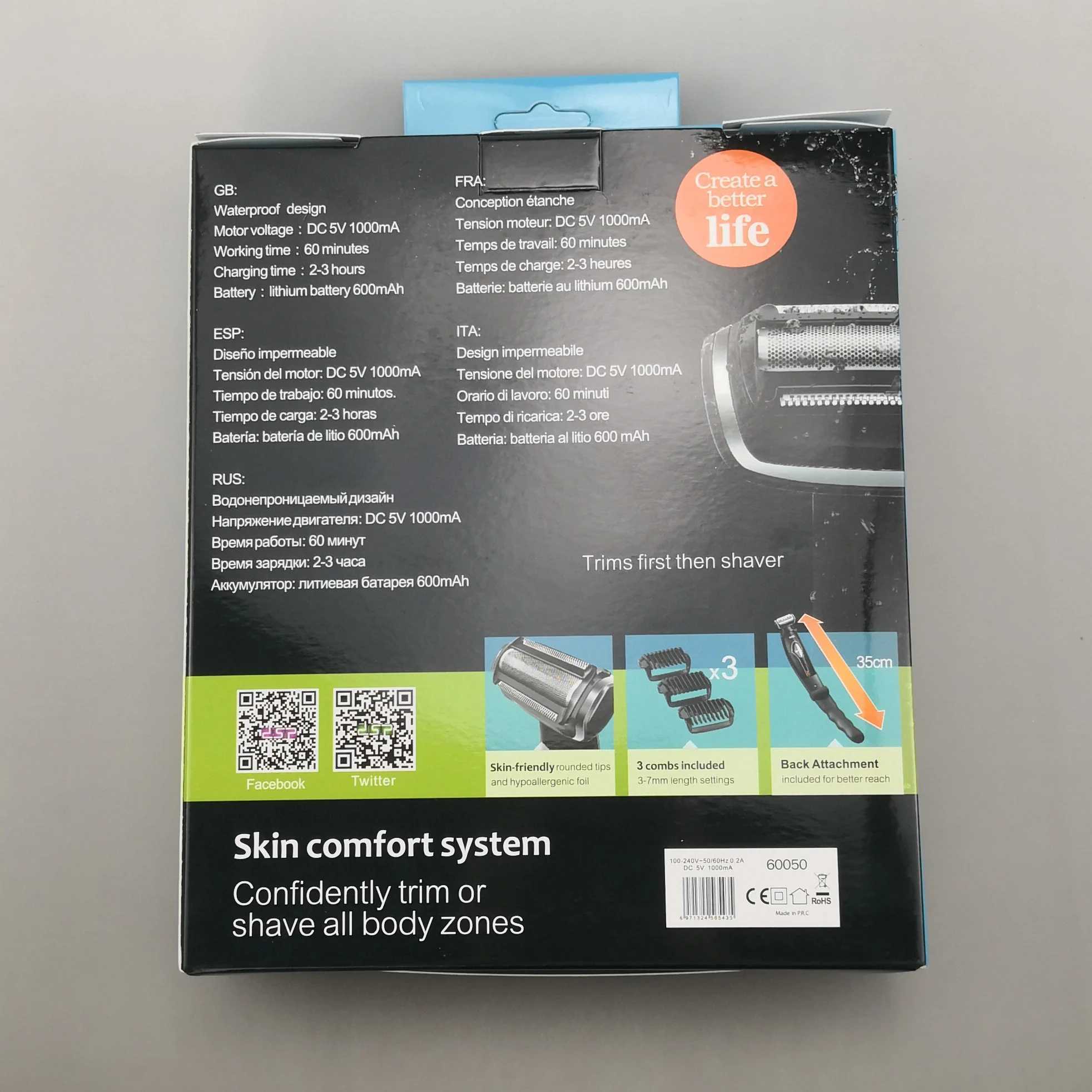 Body Back wet dry electric shaver for men Ball Groin hair trimmer rechargeable Pubic body groomer shaving machin with attachmentXJ241207